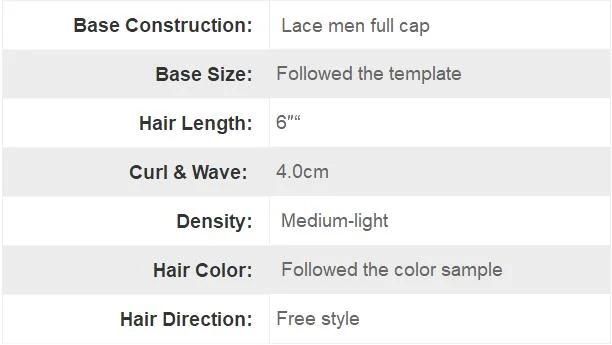 Custom New Men′s Toupee - High Quality Lace & PU Wigs and Hair Replacment