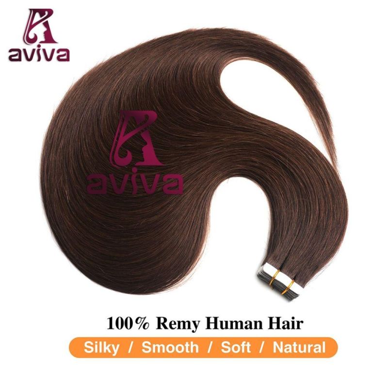 Tape in Human Hair Extensions Skin PU Weft Hair Extensions 2# 20inch Tape in Human Hair Extensions (AV-TP0020-2)