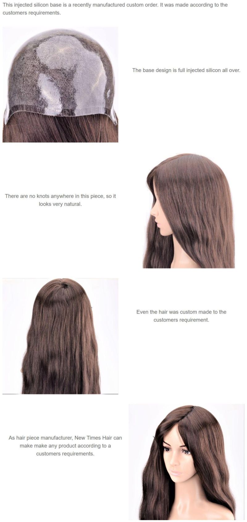 Custom Women′s Injected Silicon Real Human Hair Wig