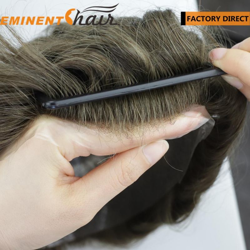 Most Natural Super Thin Poly Human Hair Men′s Hairpiece Wholesale