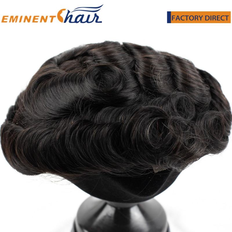 Stock Fine Mono with PU Edge and Lace Front Toupee Men′ S Hair System