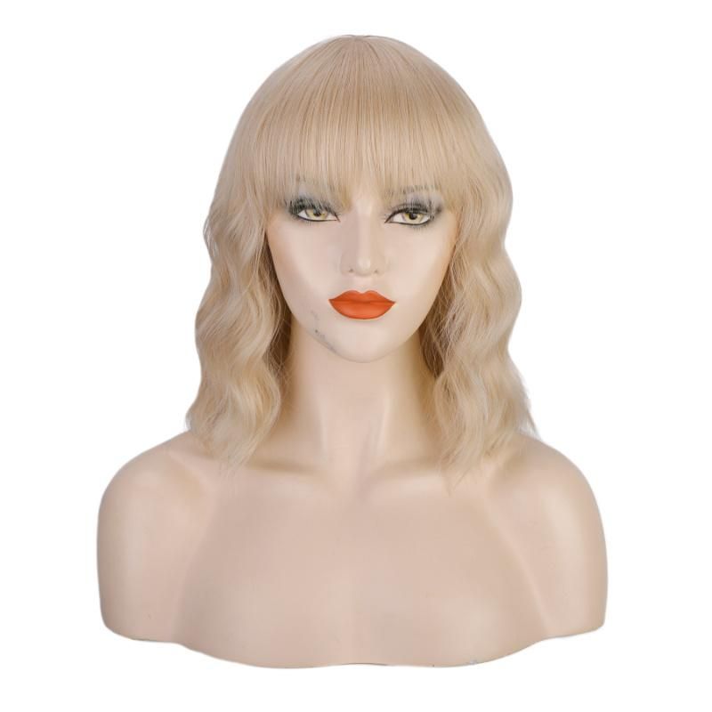 Kakifashion China Hair 613# Color Short Wave Bob Wig with Neat Bangs for Black and White Women for Cosplay Party