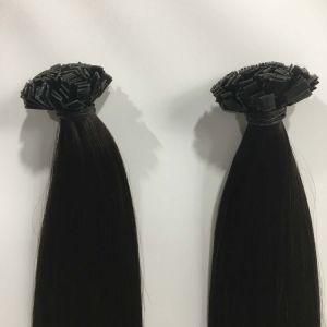 1b# Pre Bonded Keratin Flat Nail Tip Brazilian Virgin Remy Human Hair Extensions