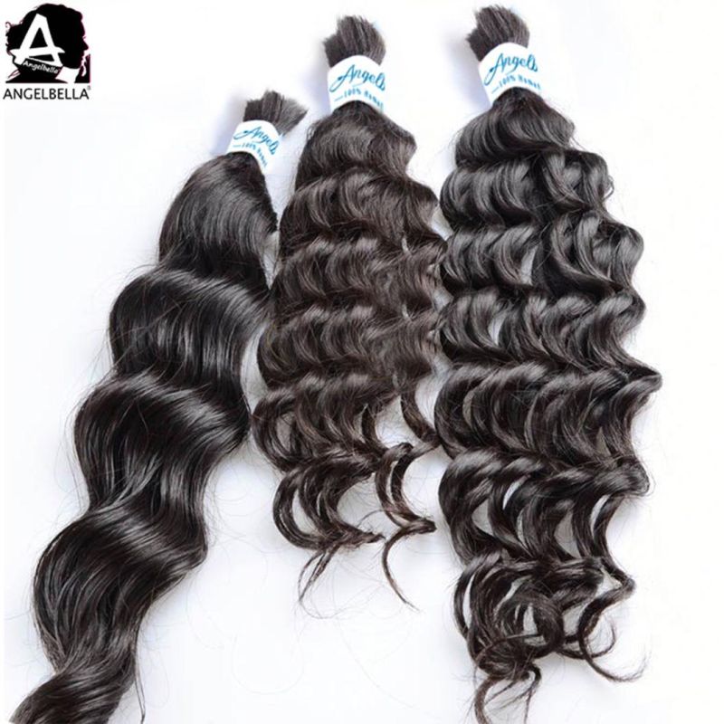 Angelbella Natural Human Hair Branding 1b# Deep Wave Remy Hair Bundles