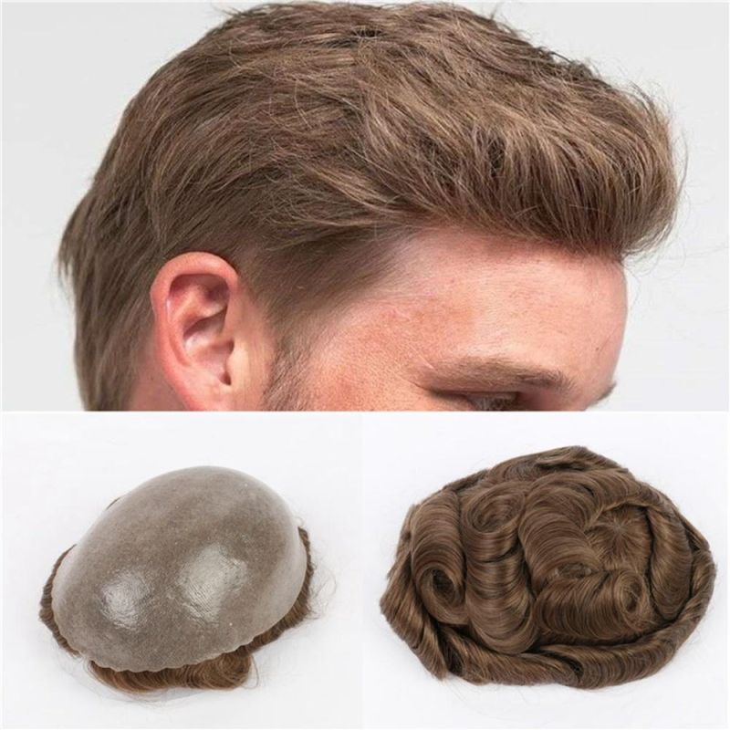 Kbeth Man′ S Wigs Factory Wholesale Price 100% Indian Remy Replacement Men Human Hair Toupee Q6 Ready to Ship