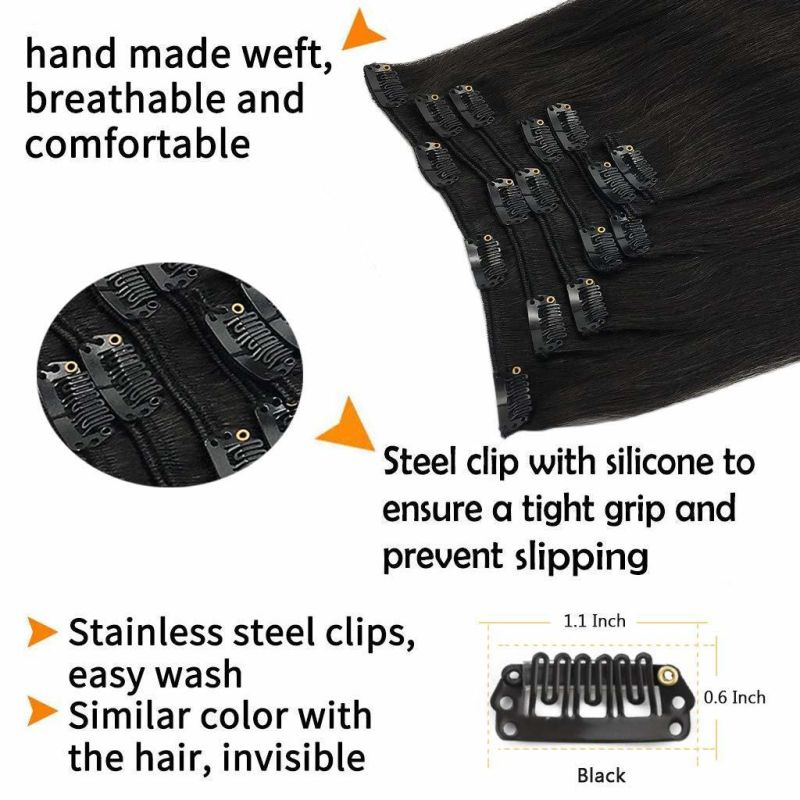 Hair Extensions Clip in Natural Black 20 Inch 120g 7PCS Human Hair Extensions Remy Natural Hair Real Straight Thick Weft