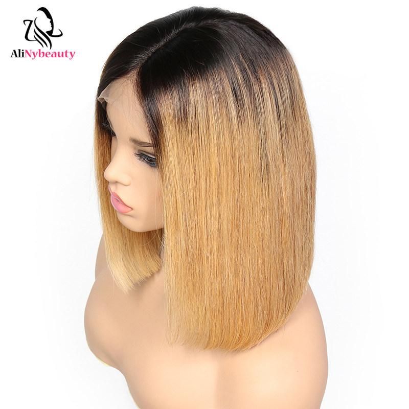 Brazilian Human Hair Natural Straight 1b/27 Bob Lace Wig