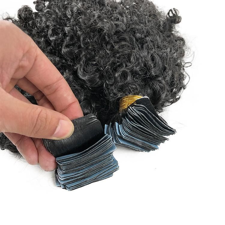 Cuticle Aligned Human Hair Kinky Curly Tape in Hair Extension
