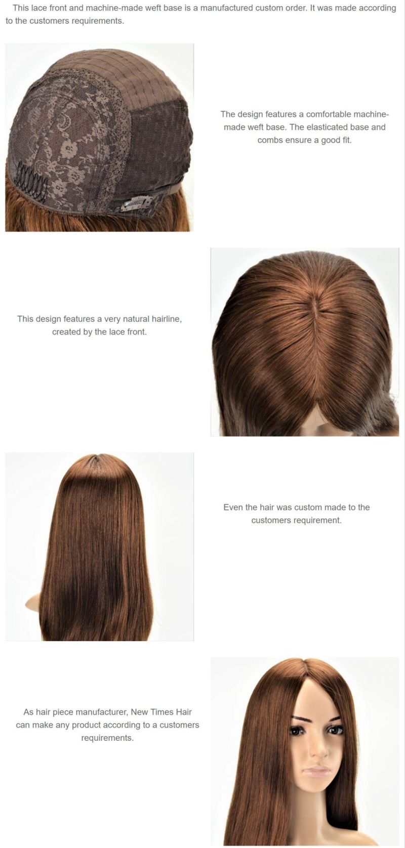 Custom Women′s Lace Front and Machine-Made Weft Elasticated Base Wig