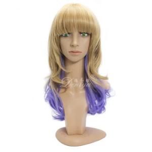 Charming Blonde and Blue Color Long Wavy Style Top Quality Synthetic Cosplay Wig