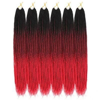 24&quot; Ombre Red Synthetic Braiding Box Braids Senegal Twist Crochet Hair Extension