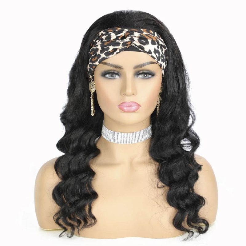 Hot Sale Custom Color 150% 180% 200% Density 30 Inch 100% Human Hair Loose Deep Wave Women Curly Headband Wig