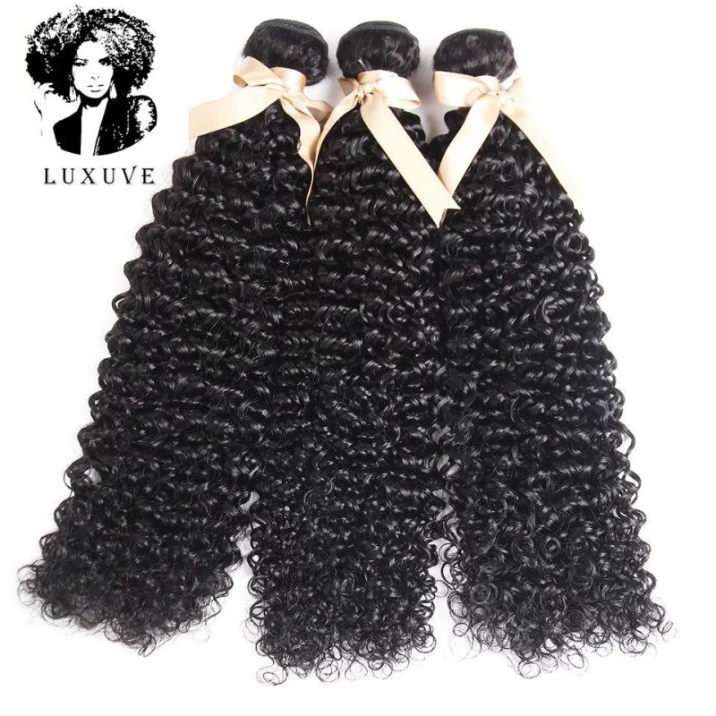 Luxuve Brazilian Jerry Curly Human Hair Bundles Weft and Hair Weave Bundles 100% Unprocessed Virgin Hair