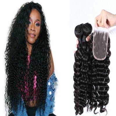 Kbeth Wholesale 2020 New Peruvian Cuticle Aligned 100% Human Hair Quality Deep Wave Hair Weave with Closure with China Supplier